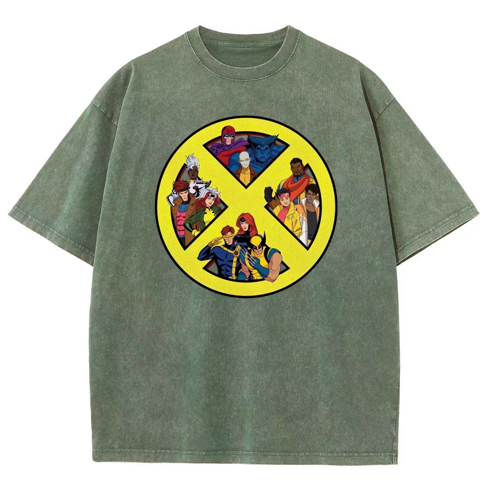 X-Team Logo Character Collage Washed T-Shirt