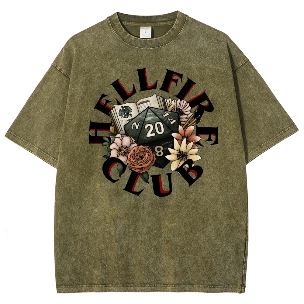 Hellfire Club Floral Dice Washed T-Shirt