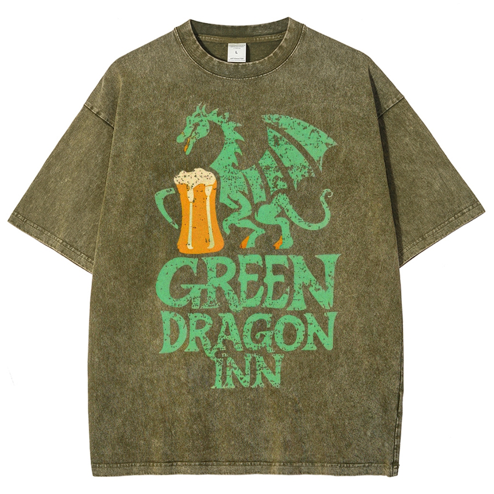 Green Dragon Inn Beer Retro Washed T-Shirt