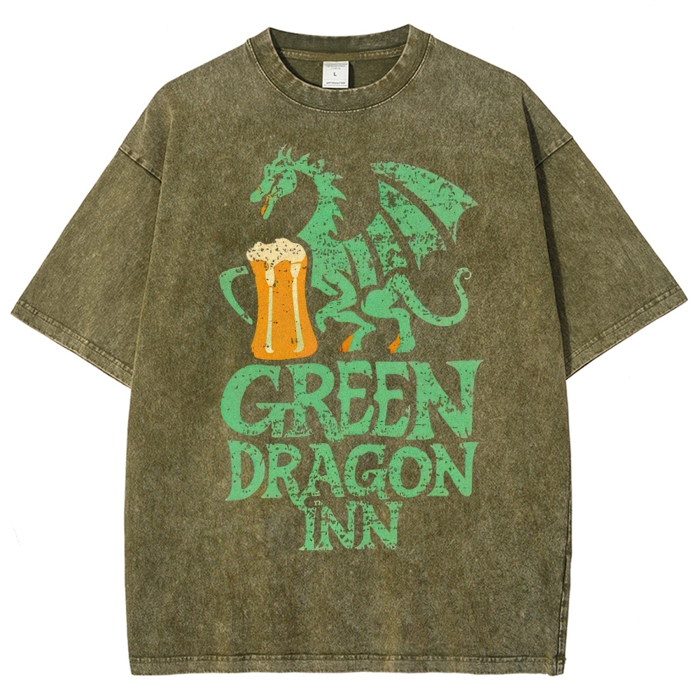Green Dragon Inn Beer Retro Washed T-Shirt