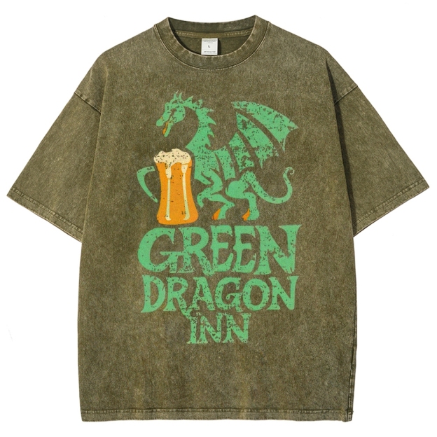 Green Dragon Inn Beer Retro Washed T-Shirt