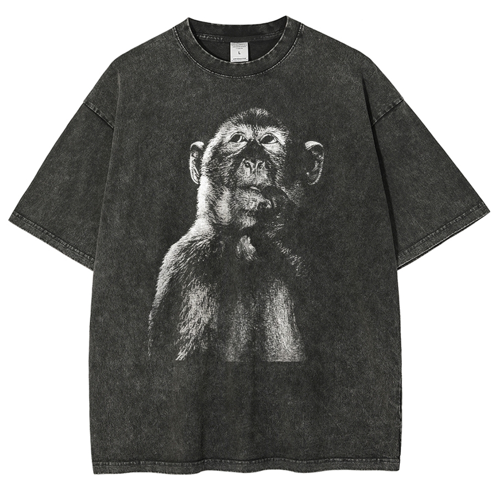 Funny Monkey  Washed T-Shirt 