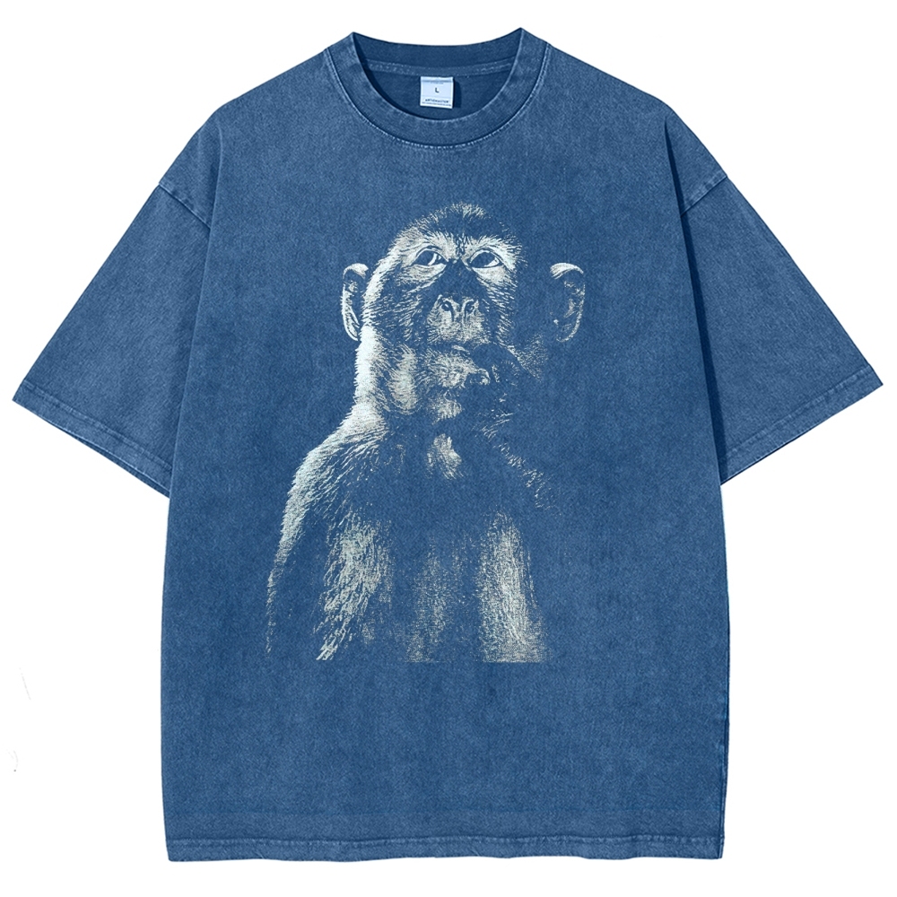 Funny Monkey  Washed T-Shirt 