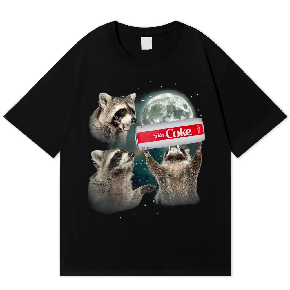 Funny Raccoon Diet Coke Cotton T-shirt 