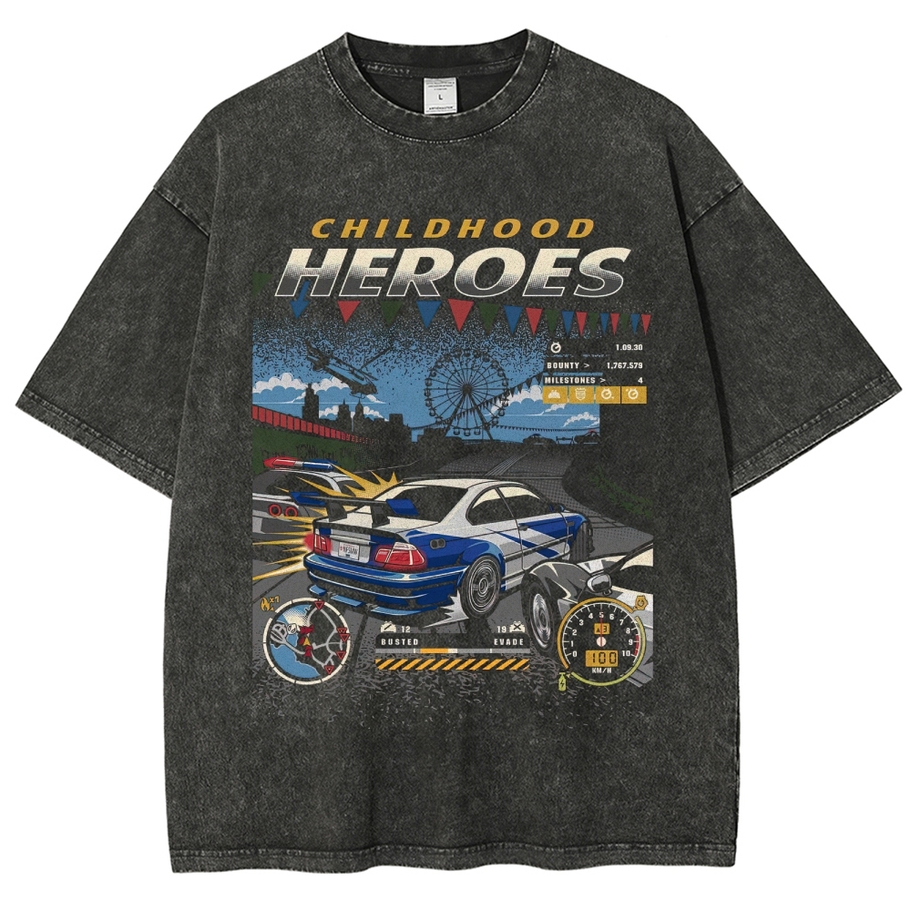 Childhood Heroes Racing Retro Washed T-Shirt