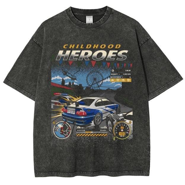 Childhood Heroes Racing Retro Washed T-Shirt
