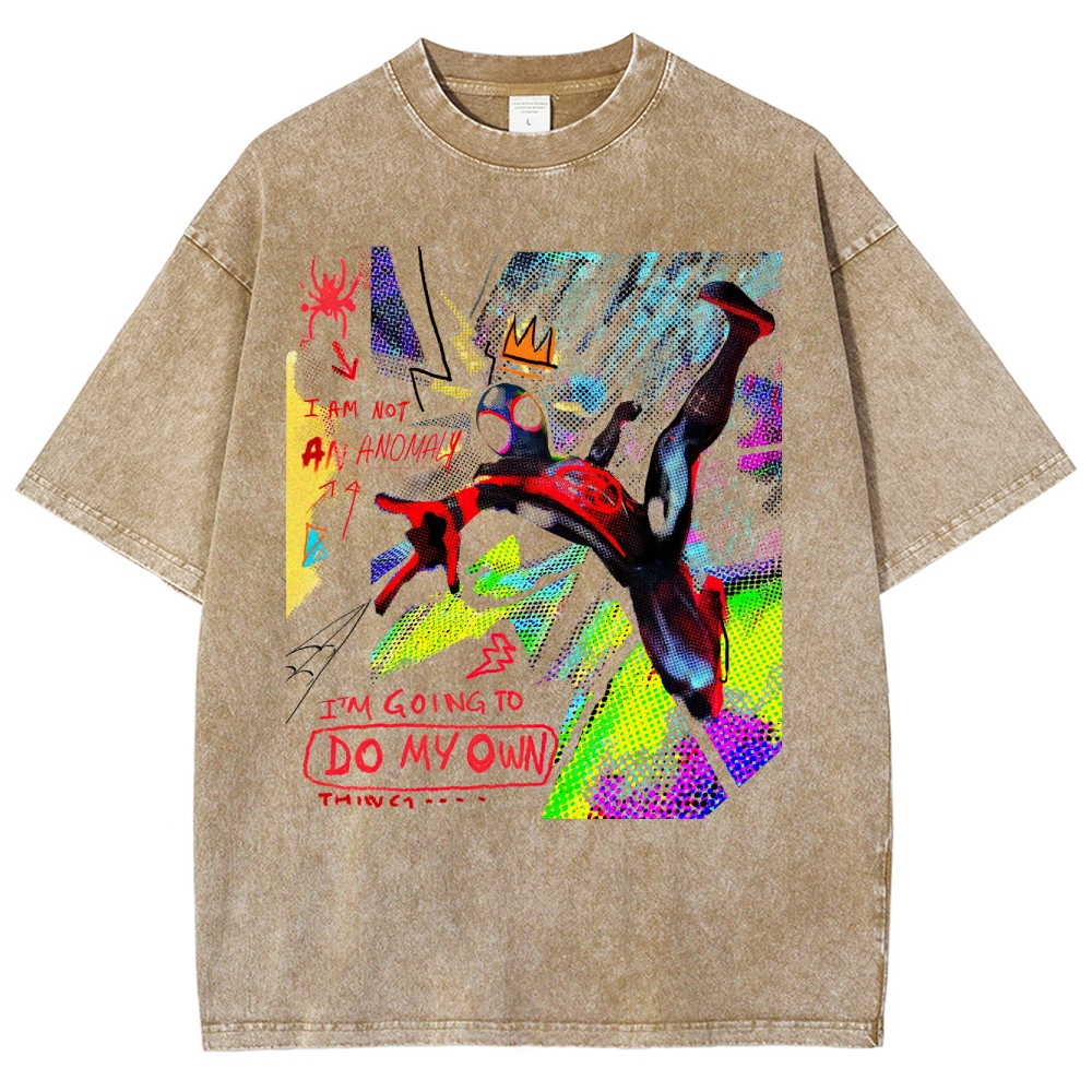 Anomaly Spider Retro Graffiti  Washed T-Shirt