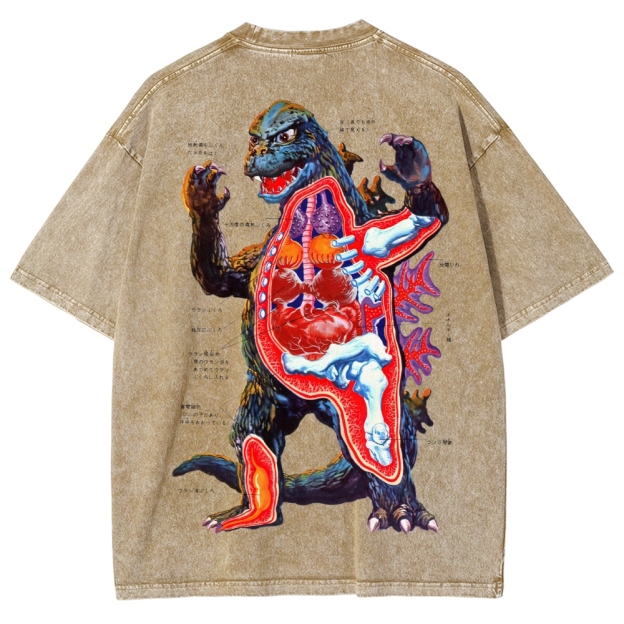 Kaiju Anatomy Diagram Washed T-Shirt