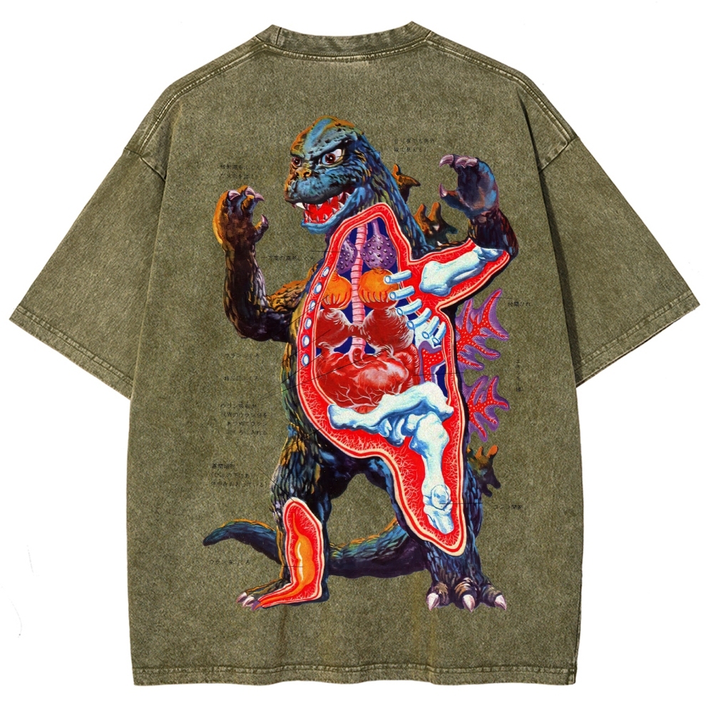 Kaiju Anatomy Diagram Washed T-Shirt