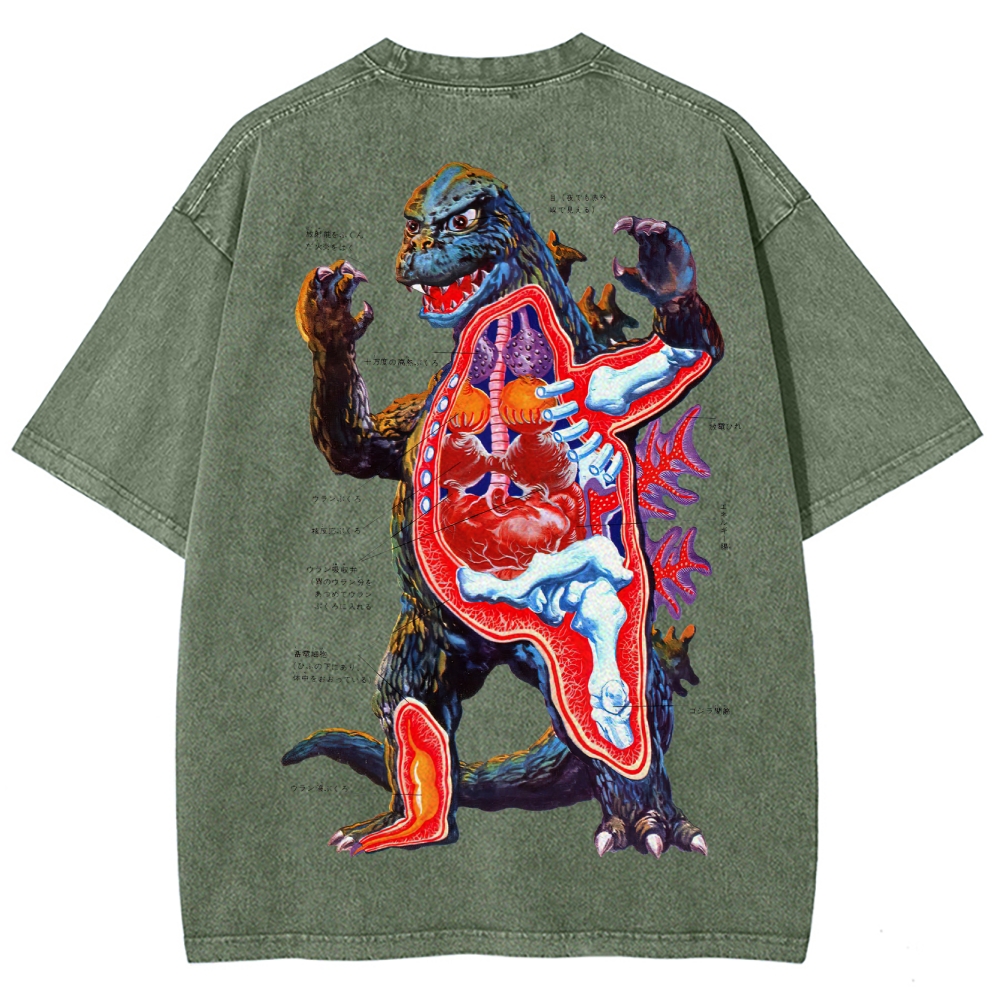 Kaiju Anatomy Diagram Washed T-Shirt