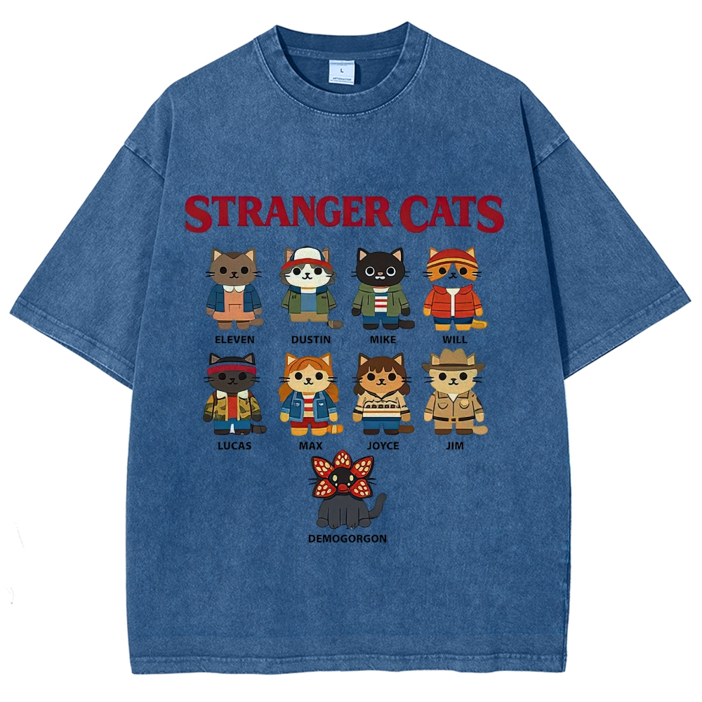 Stranger Cats Character Grid Washed T-Shirt
