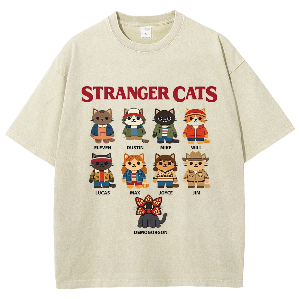 Stranger Cats Character Grid Washed T-Shirt