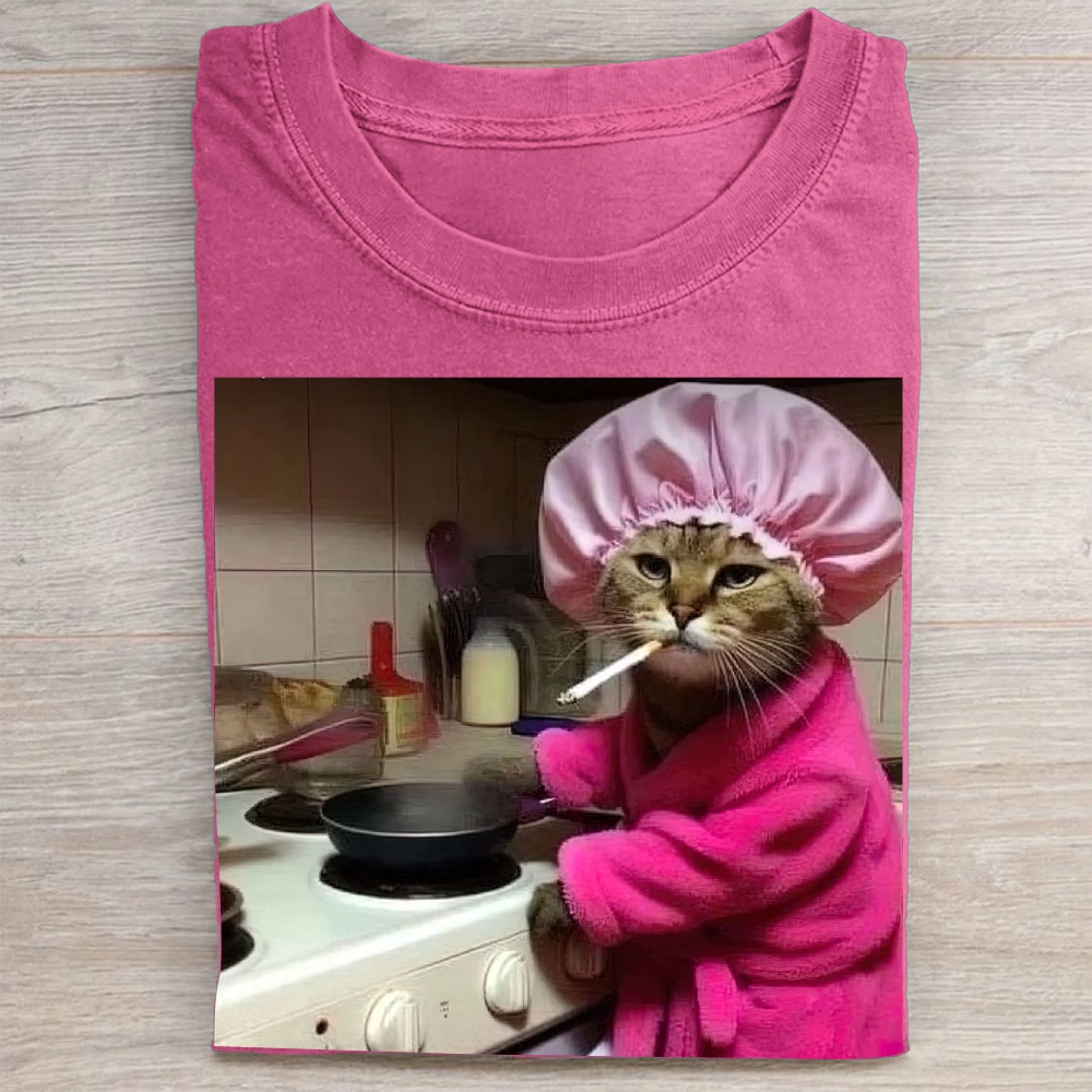 Kitchen Cat Meme Vintage Washed Tee