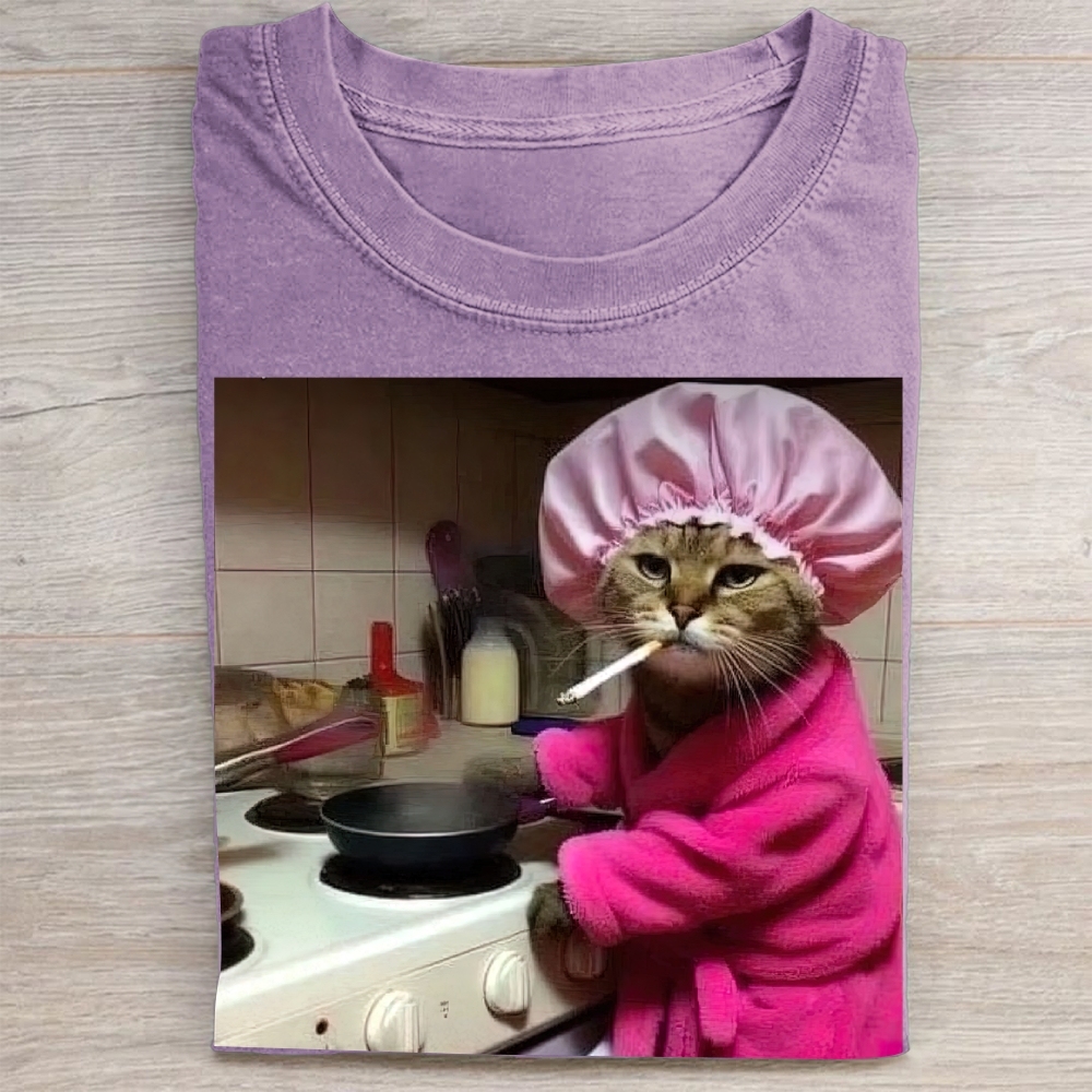 Kitchen Cat Meme Vintage Washed Tee
