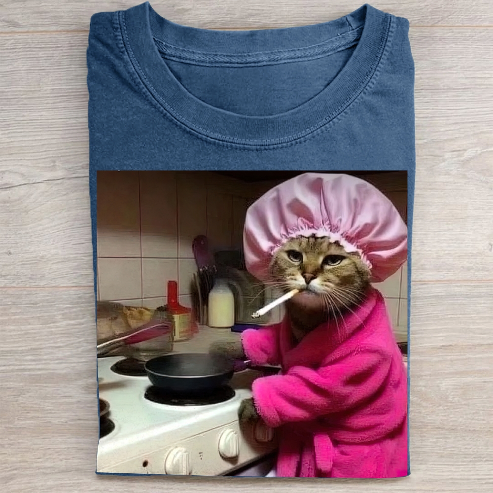 Kitchen Cat Meme Vintage Washed Tee