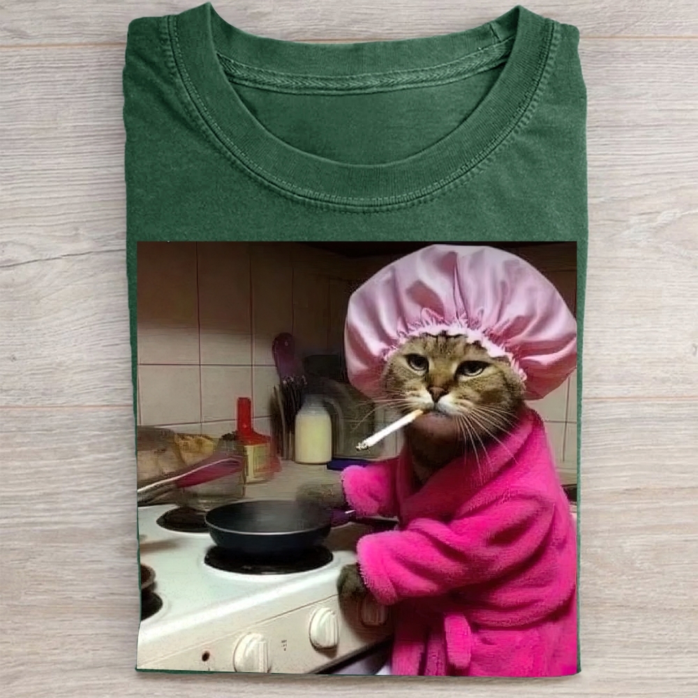 Kitchen Cat Meme Vintage Washed Tee