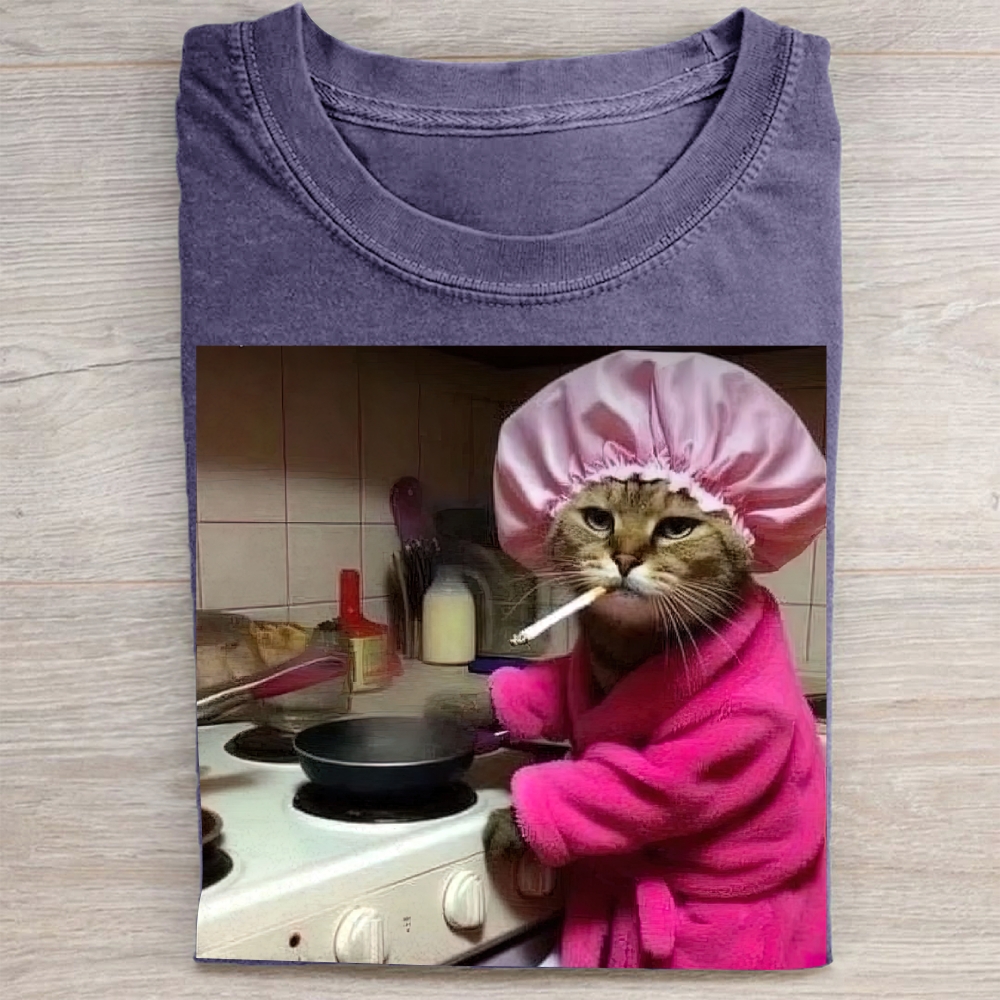 Kitchen Cat Meme Vintage Washed Tee