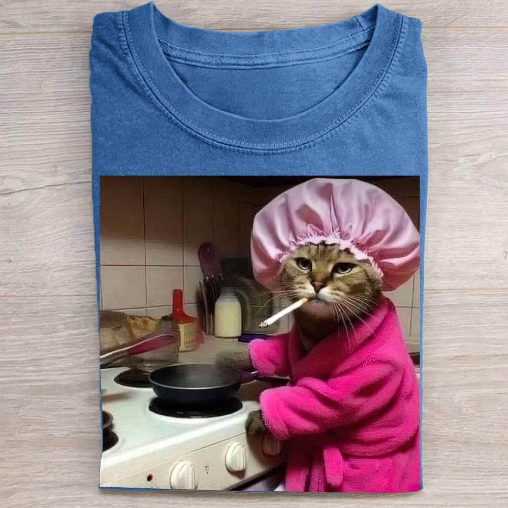 Kitchen Cat Meme Vintage Washed Tee