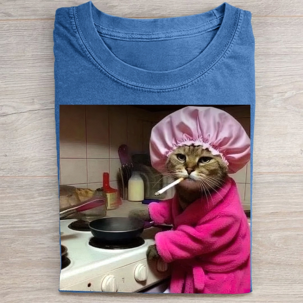 Kitchen Cat Meme Vintage Washed Tee