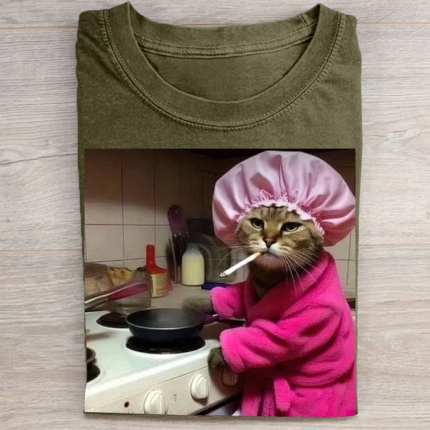 Kitchen Cat Meme Vintage Washed Tee