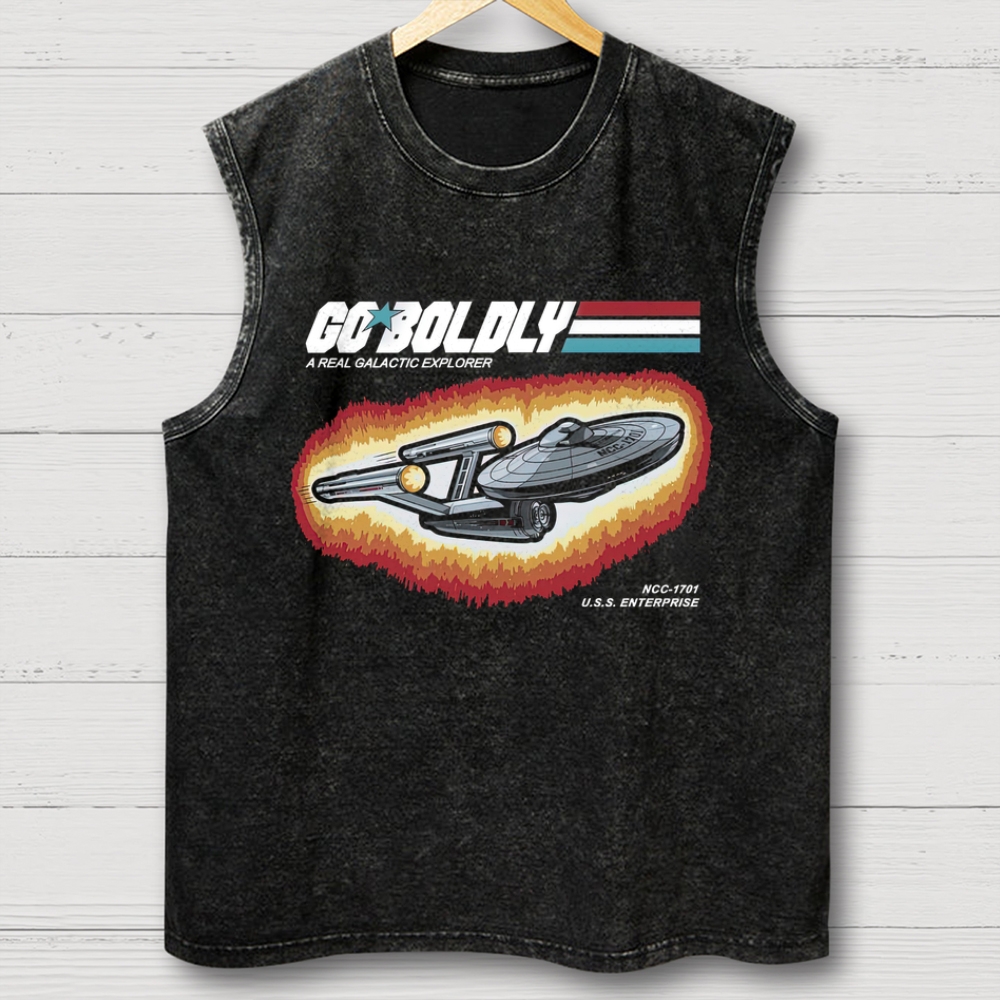 Retro Space Explorer Washed Tank Top 
