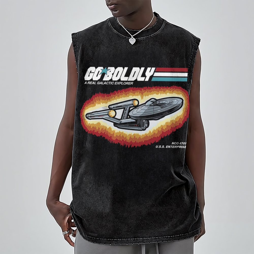 Retro Space Explorer Washed Tank Top 