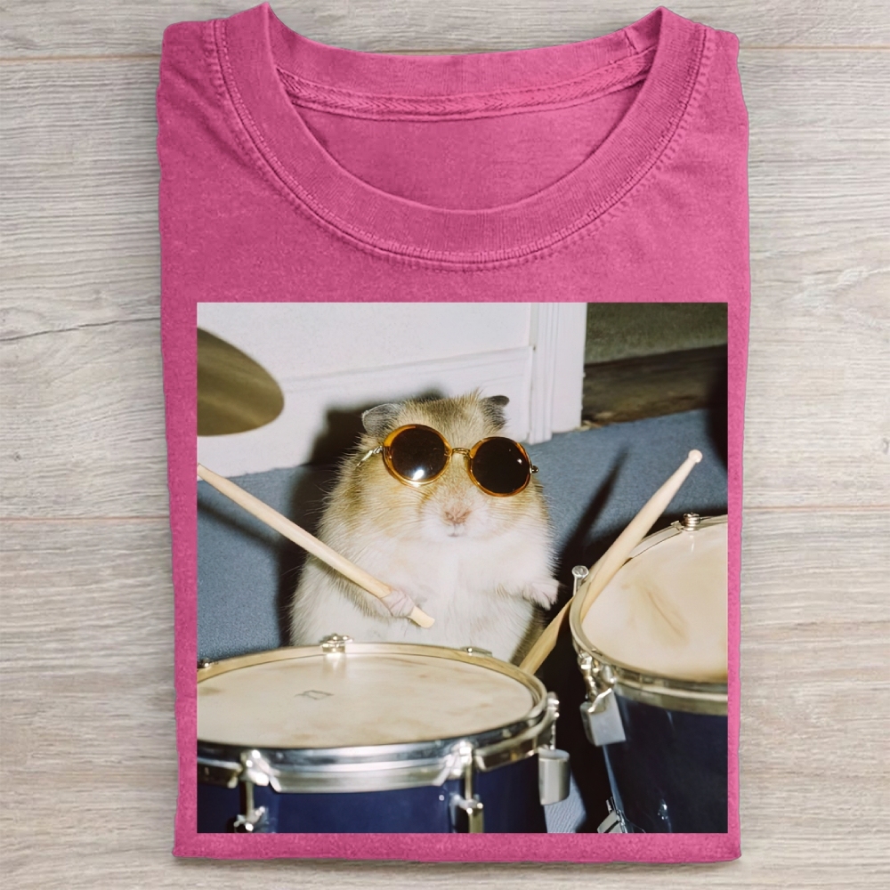 Drumming Hamster  Washed Tee 