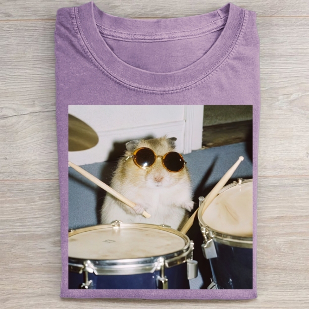 Drumming Hamster  Washed Tee 