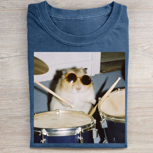 Drumming Hamster  Washed Tee 