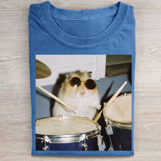 Drumming Hamster  Washed Tee 