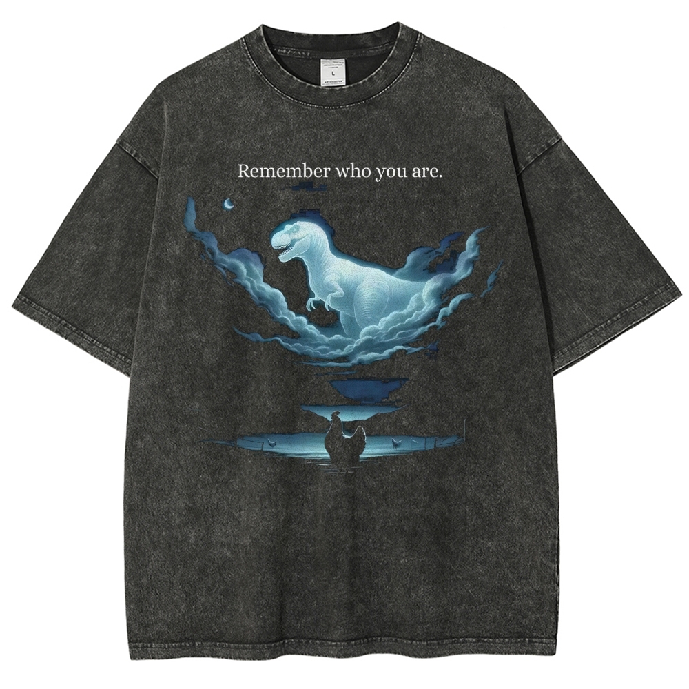 Cloud Dinosaur & Chicken Reflection Washed T-Shirt