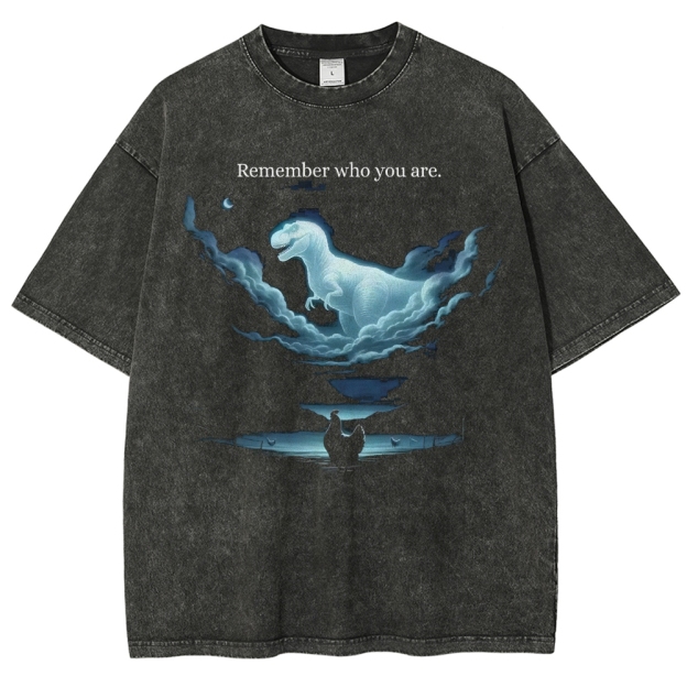 Cloud Dinosaur & Chicken Reflection  Washed T-Shirt 