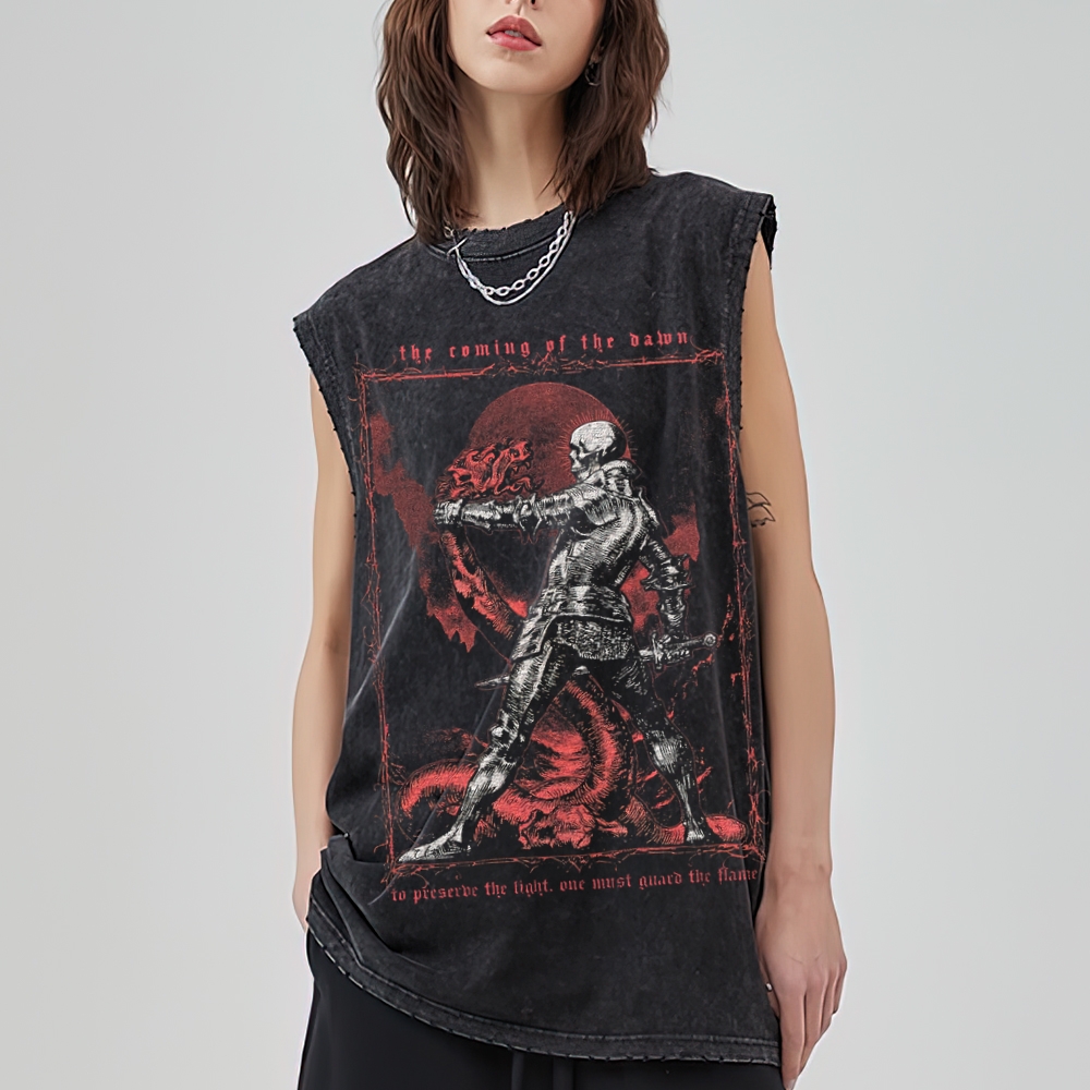 Knight VS. Flame Dragon Washed Tank Top 