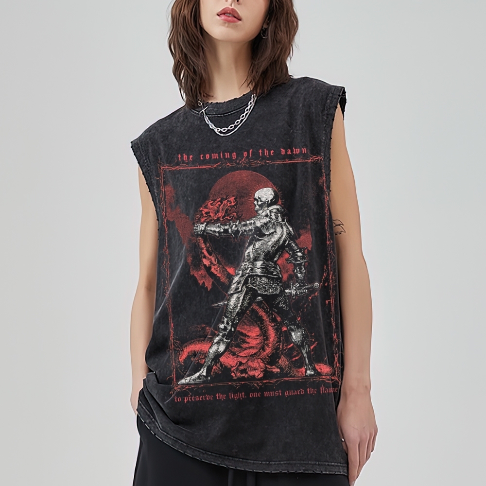 Knight VS. Flame Dragon Washed Tank Top 