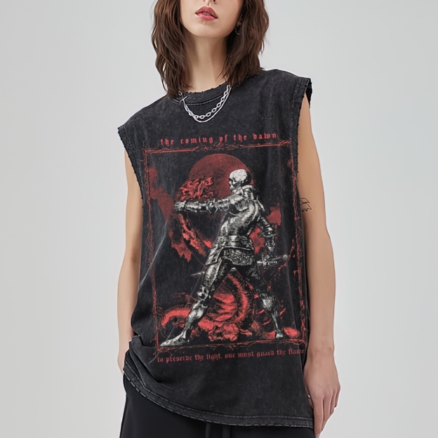 Knight VS. Flame Dragon Washed Tank Top 