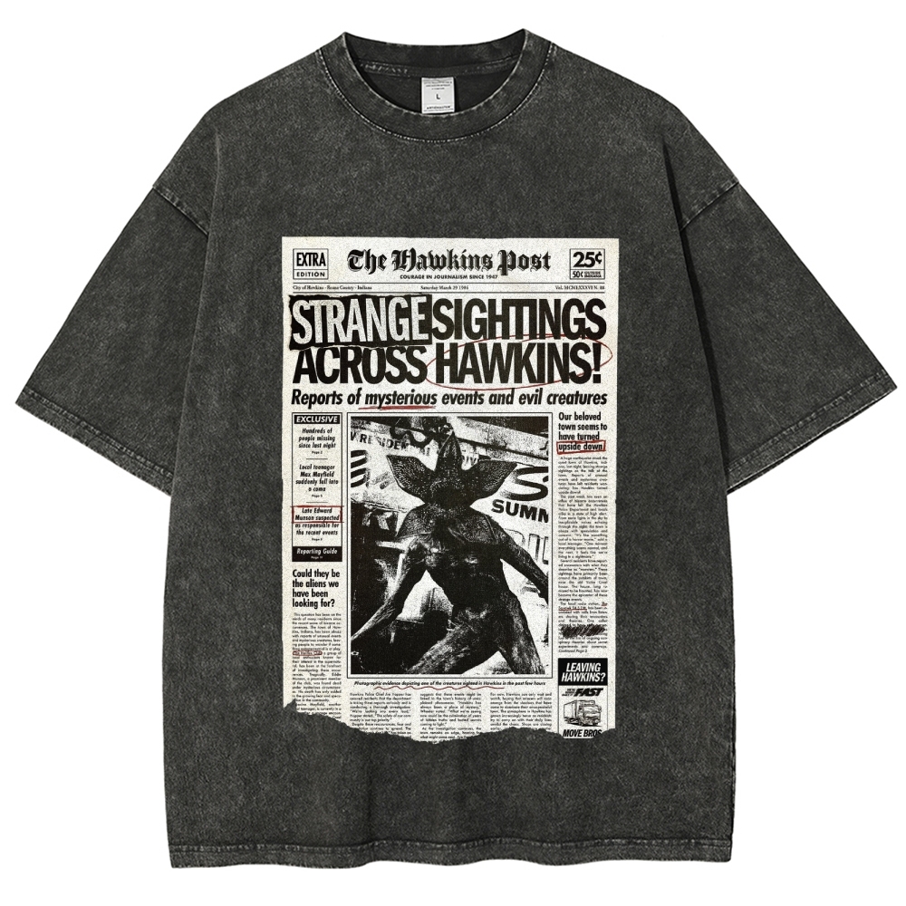 Hawkins Post Strange Sightings Washed T-Shirt