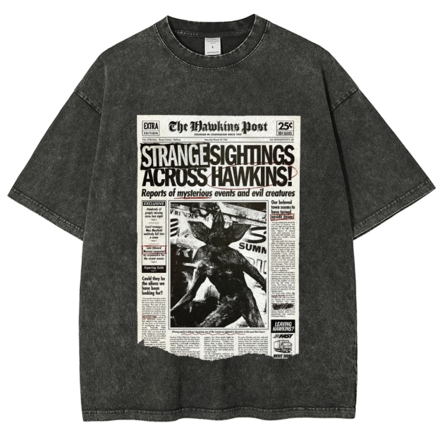 Hawkins Post Strange Sightings Washed T-Shirt
