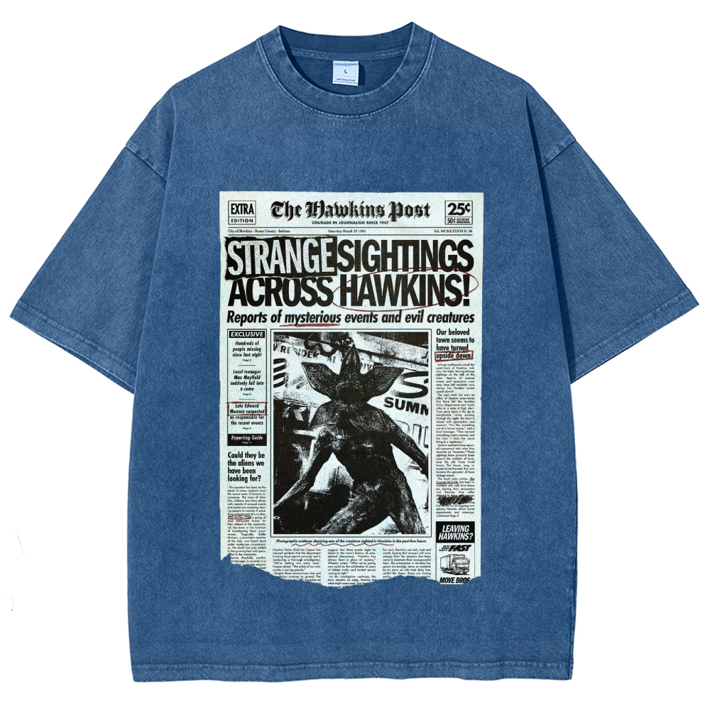 Hawkins Post Strange Sightings Washed T-Shirt
