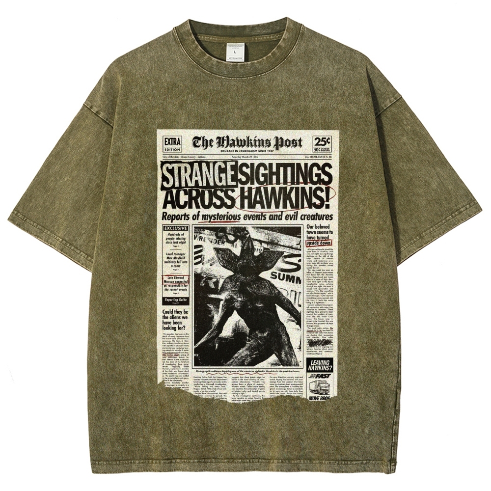 Hawkins Post Strange Sightings Washed T-Shirt