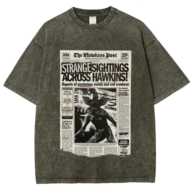 Hawkins Post Strange Sightings Washed T-Shirt