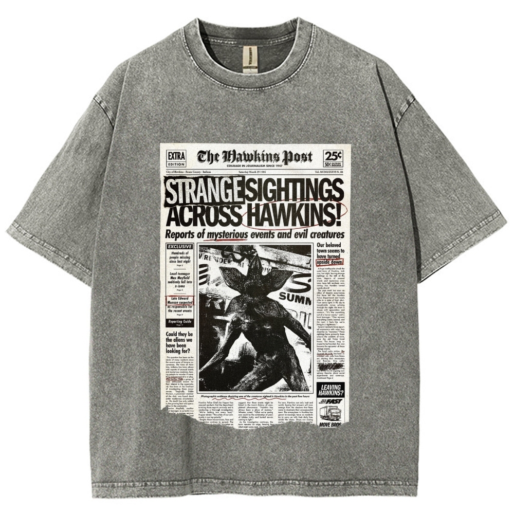 Hawkins Post Strange Sightings Washed T-Shirt