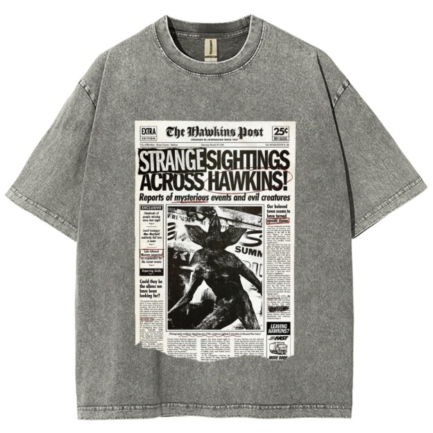 Hawkins Post Strange Sightings Washed T-Shirt