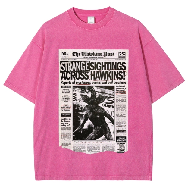 Hawkins Post Strange Sightings Washed T-Shirt