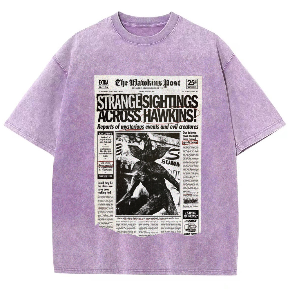 Hawkins Post Strange Sightings Washed T-Shirt