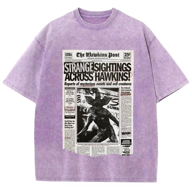 Hawkins Post Strange Sightings Washed T-Shirt