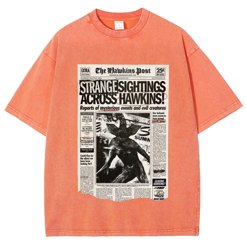 Hawkins Post Strange Sightings Washed T-Shirt