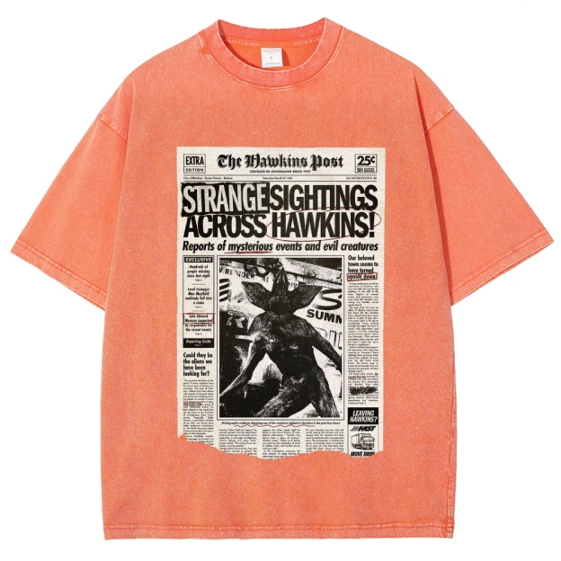 Hawkins Post Strange Sightings Washed T-Shirt
