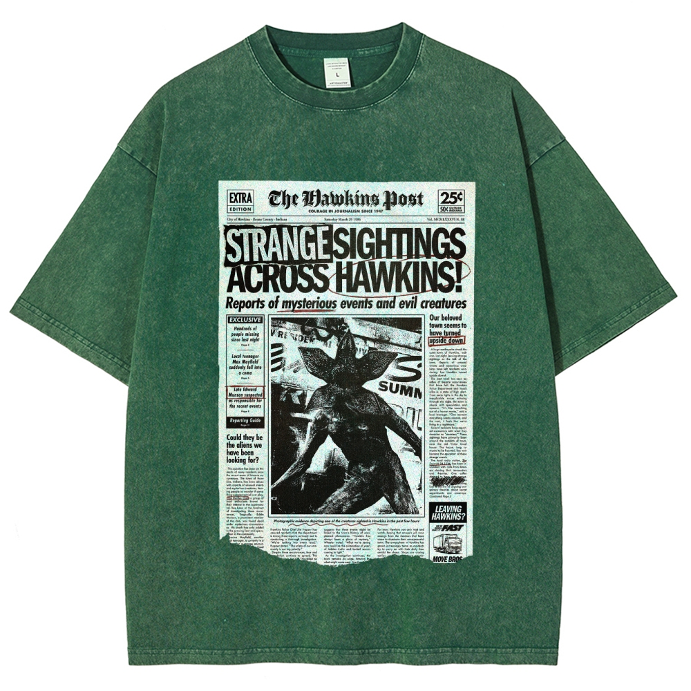 Hawkins Post Strange Sightings Washed T-Shirt