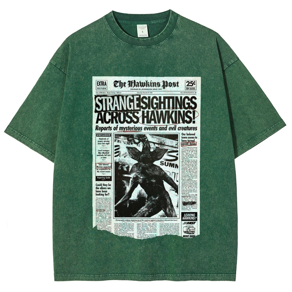 Hawkins Post Strange Sightings Washed T-Shirt