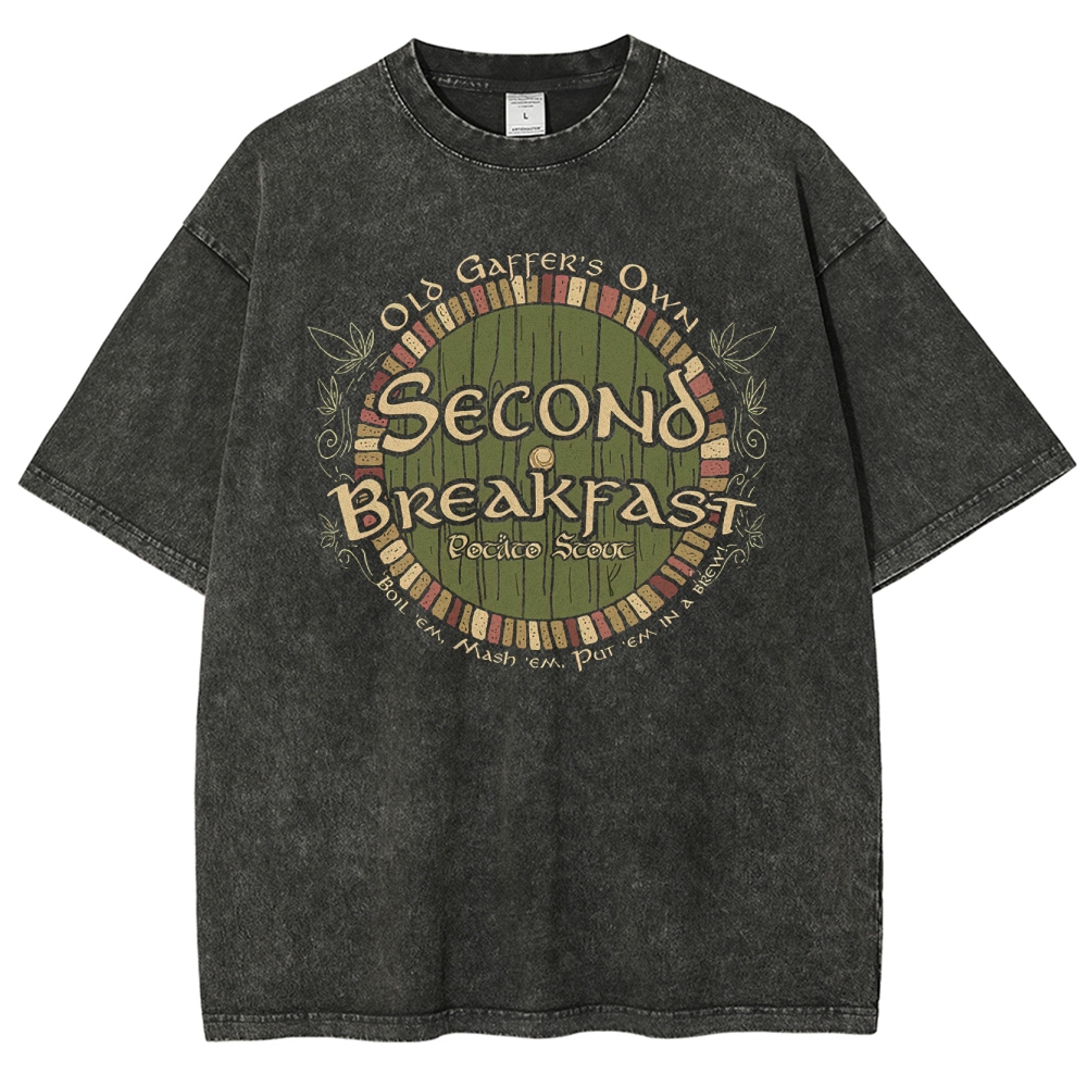 Second Breakfast Hobbit Recipe Washed T-Shirt